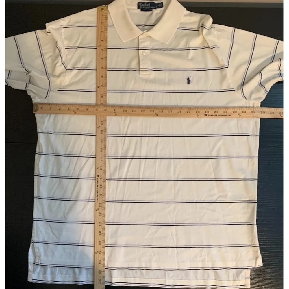 Polo Ralph Lauren Striped Polo Shirt Golf Fit Logo Preppy Mens Large Pima Cotton